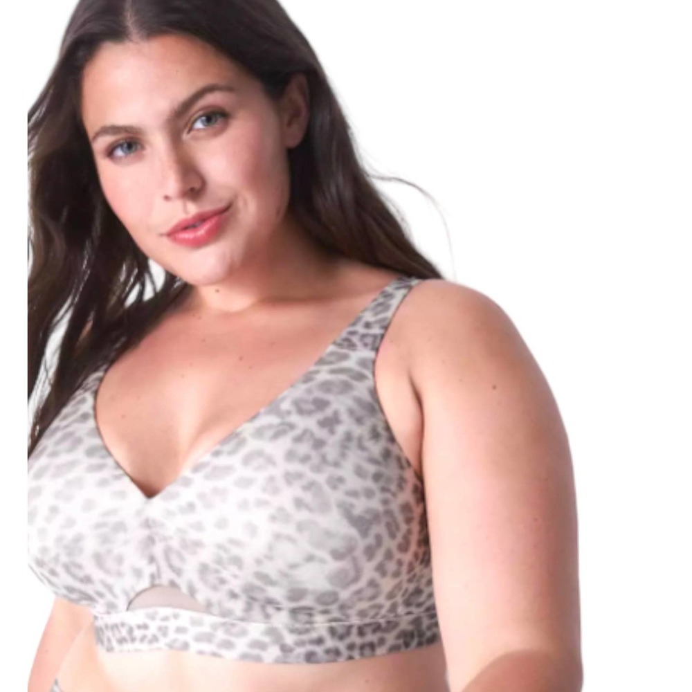 CACIQUE LEOPARD PRINT SMOOTH COMFORT BLISS LIGHTLY LINED NO-WIRE BRA sz 40DDD
